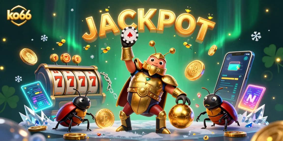 Spin to win at ko66 with vibrant slot and jackpot illustrations bursting with color and energy!