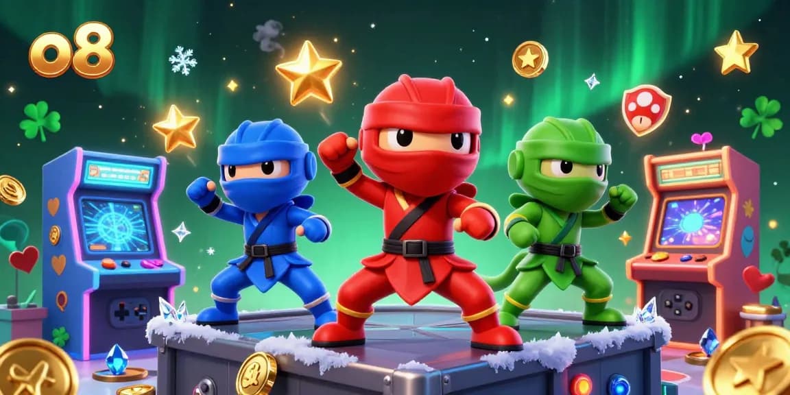 Experience thrilling gameplay with o8's vibrant 3D ninja chameleon team at the casino.