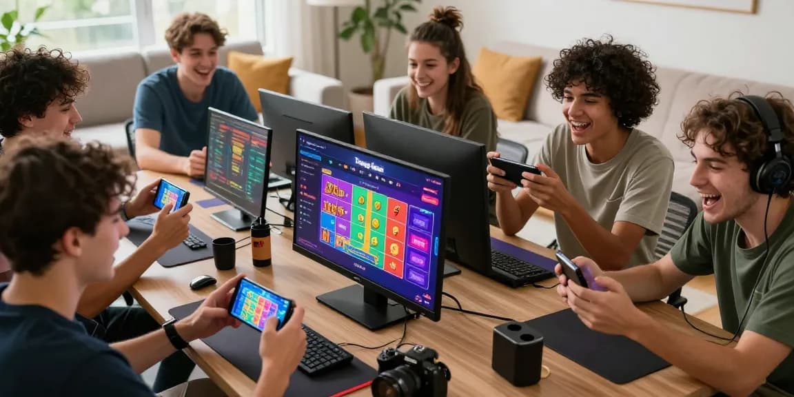 Tiranga Game platform with players enjoying color prediction games and social interaction in a vibrant living room.