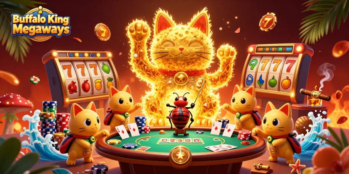 Play Buffalo King Megaways with unique characters in a vibrant casino scene
