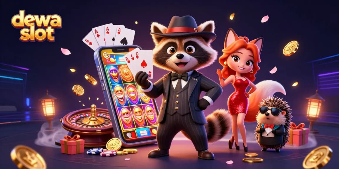 Permainan dewa slot penuh warna dengan ratusan koin emas dieksplorasi dalam ilustrasi kasino.