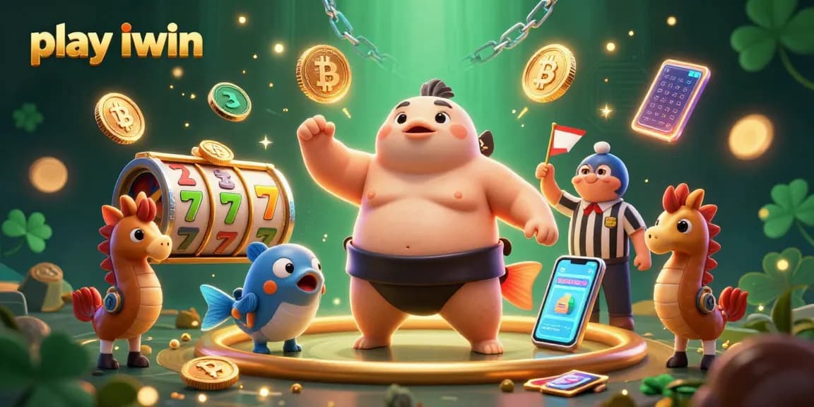Engage with play iwin in this vibrant casino scene featuring a blowfish sumo in an underwater environment.