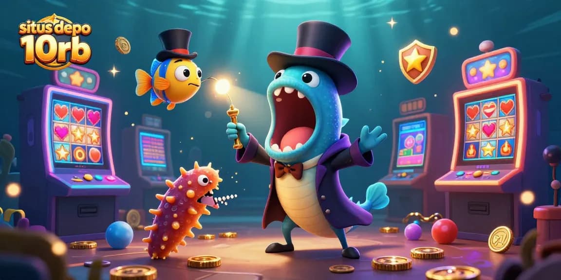 Experience thrilling slots with situs depo 10rb amidst underwater magic and vibrant arcade elements.