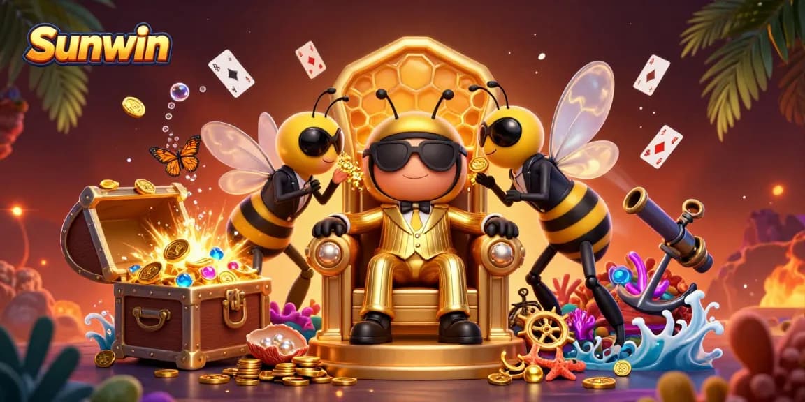 Experience winning moments at Sunwin with a vibrant 3D scene showcasing dynamic gambling elements.