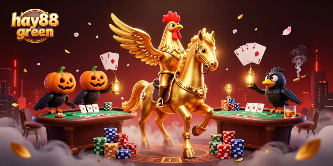 Experience the thrill of hay88 green with a dazzling poker scene in a mystical casino environment.