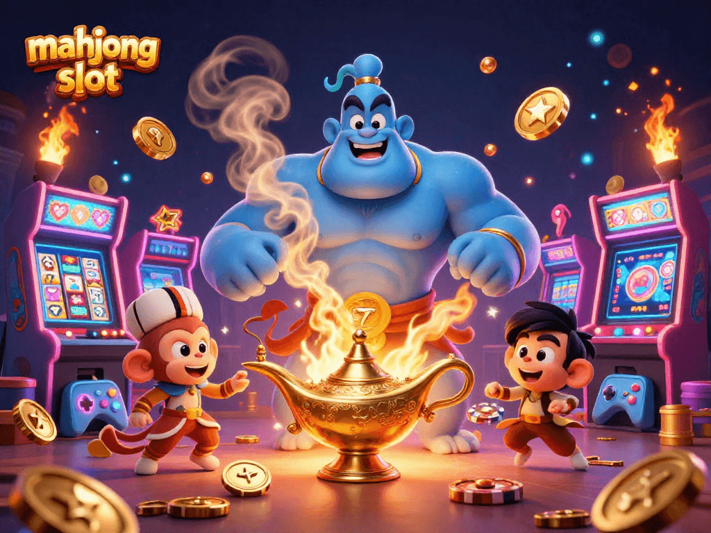 Experience the excitement of mahjong slot with a vibrant 3D illustration featuring dynamic casino elements.