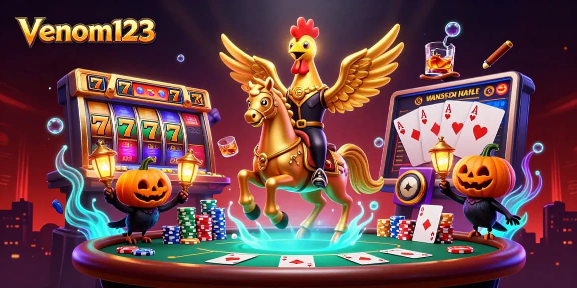venom123 memberi pengalaman bermain slot online yang seru dengan elemen kasino yang menonjol di gambar ini.