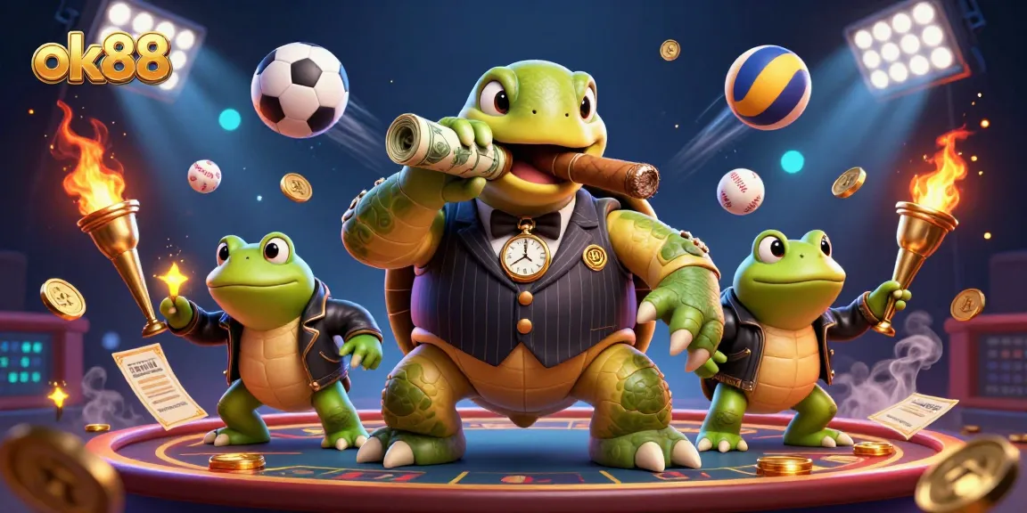 Win big with ok88 at our vibrant casino scene featuring unique characters and thrilling sports elements.