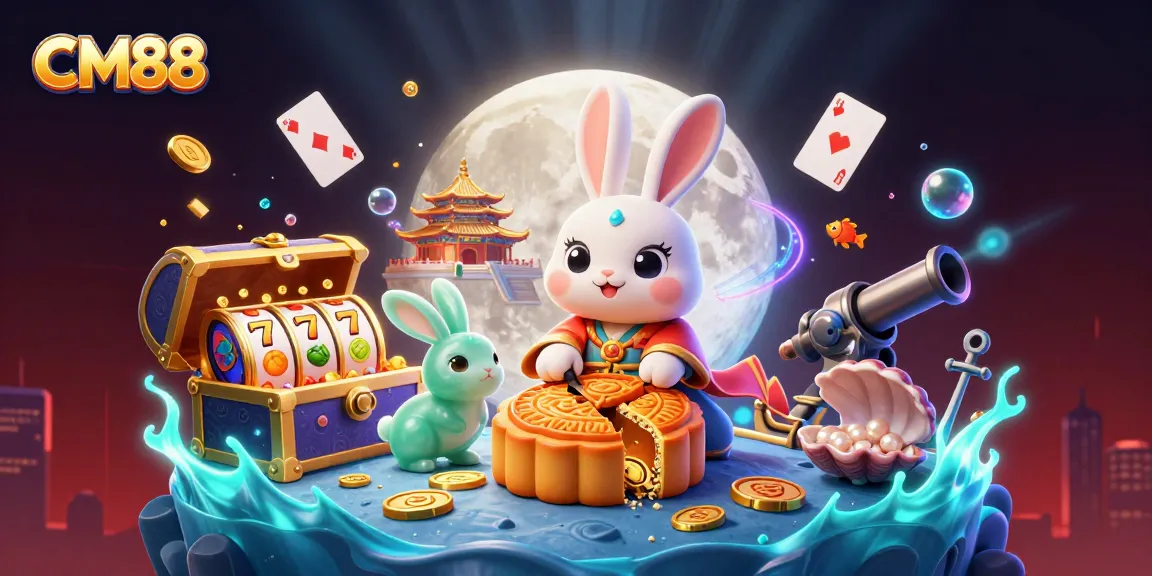 Experience the thrilling CM88 adventure with a moon rabbit and jackpot elements revealed through golden mooncakes.