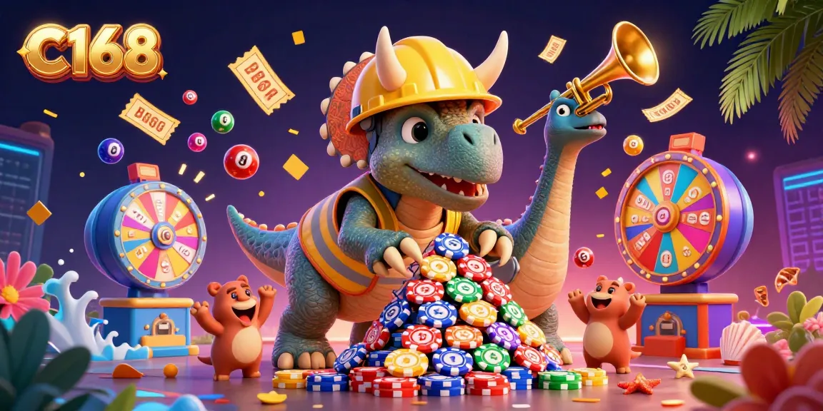 C168 offers exciting gambling experiences with vibrant gaming elements and lively characters celebrating wins.