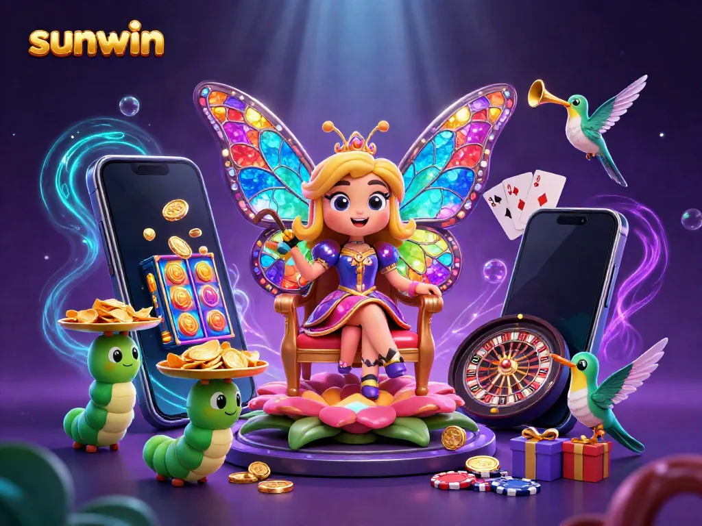 Experience enchanting sunwin gaming ambiance rich in colors and thrilling casino symbols.