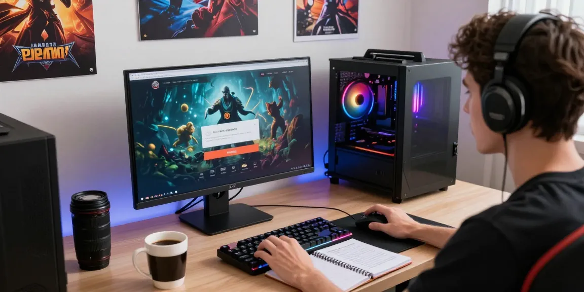 Raja Game login interface on desktop with gaming accessories in a vibrant environment.