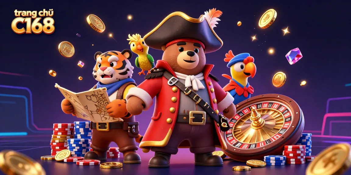 Spin and win with excitement at trang chủ C168, featuring vibrant casino characters and games!