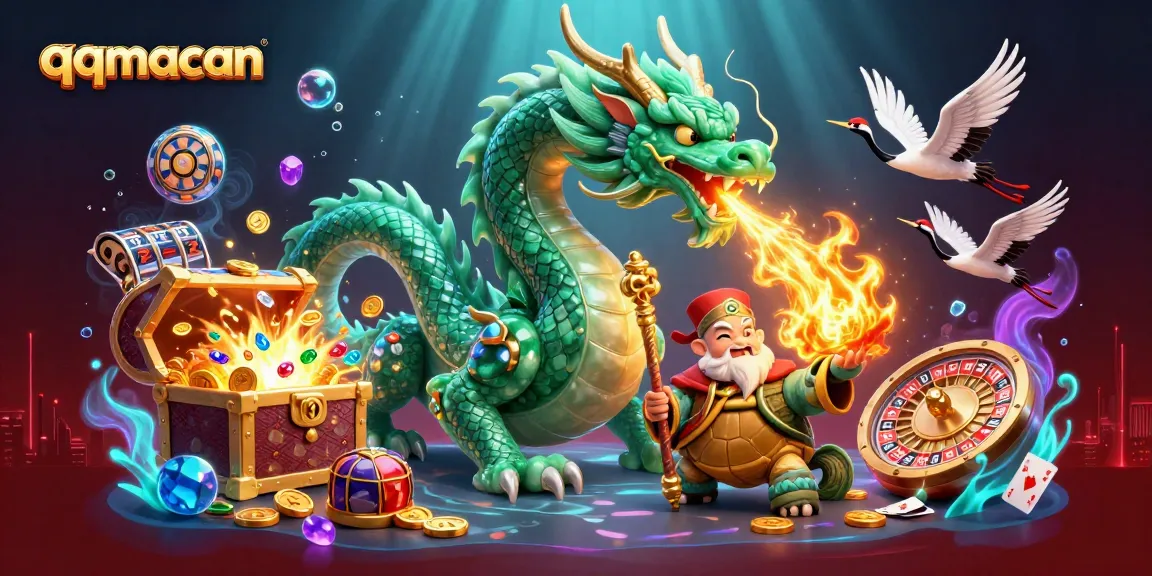 Experience thrilling slots with qqmacan featuring an emerald dragon and golden treasures