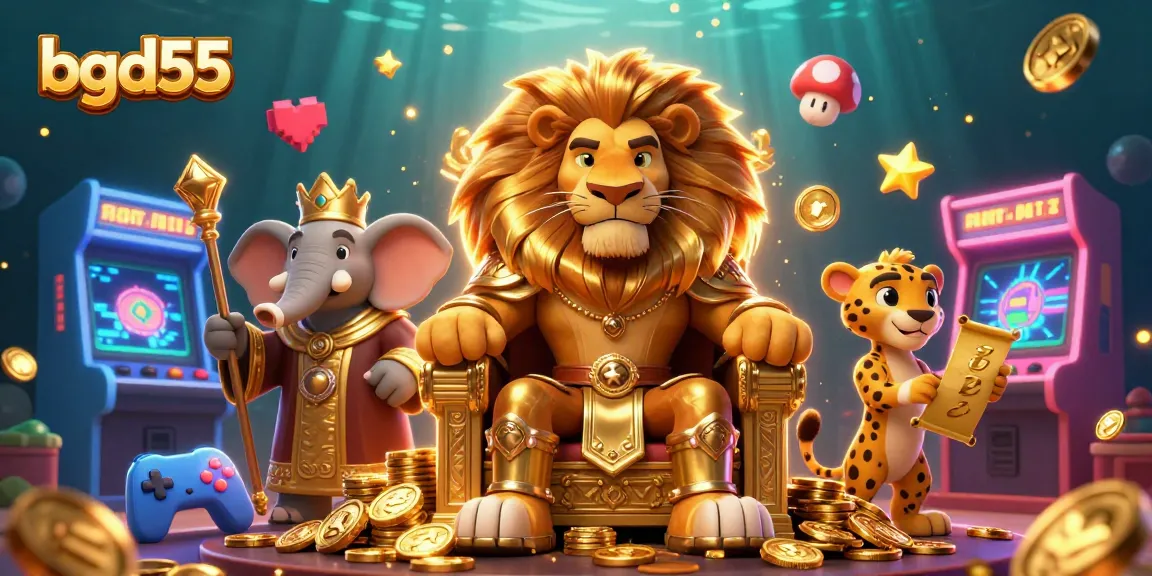 Experience bgd55's thrilling gameplay with vibrant characters and casino elements in this 3D scene.