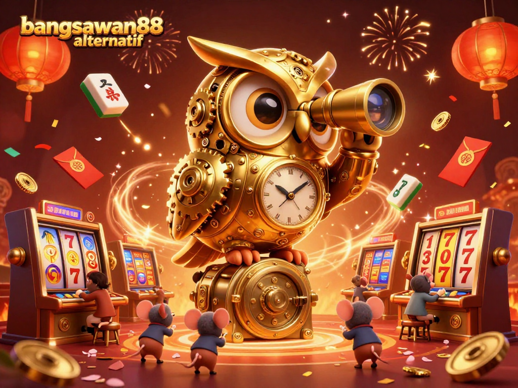 Experience the exciting world of slots with bangsawan88 alternatif in this vivid 3D casino illustration.