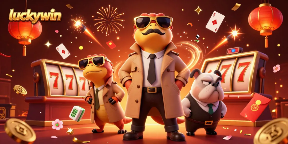 Experience the exciting world of luckywin with dynamic raptors and casino elements in vibrant colors.