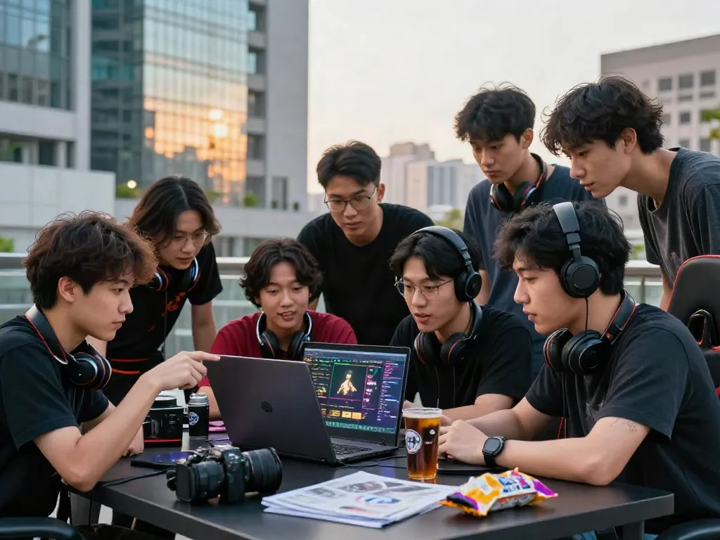 Akunjp community discussing gaming strategies in an urban setting.