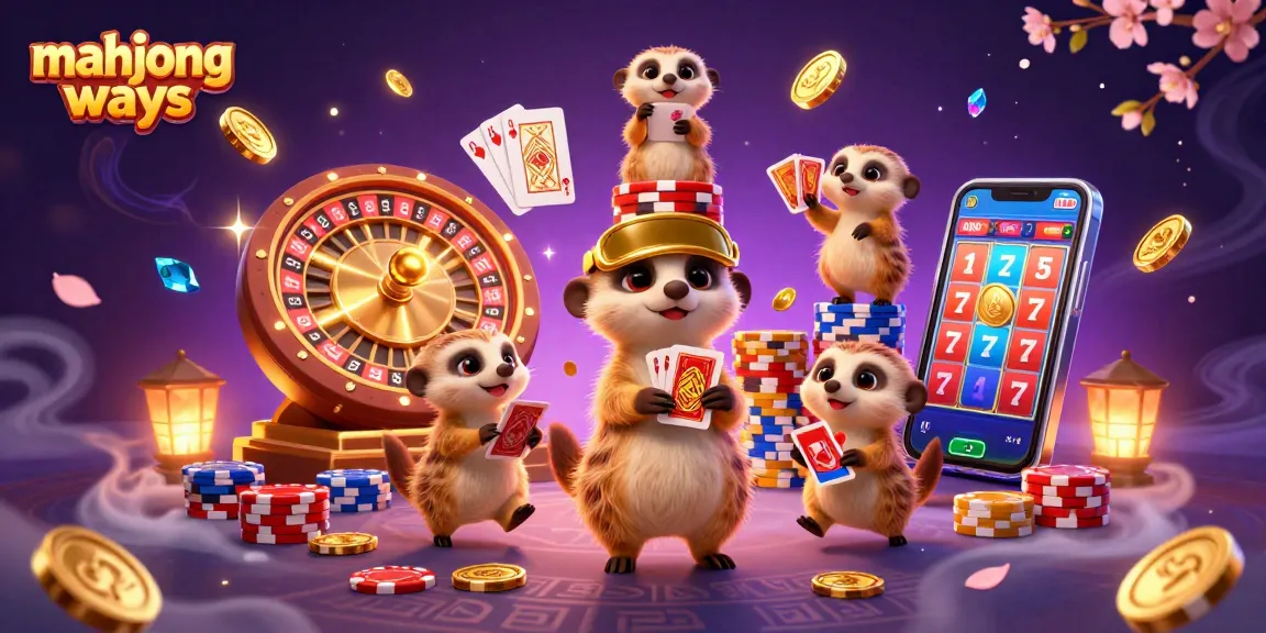 Engage in thrilling gameplay with mahjong ways at a lively meerkat casino scene.