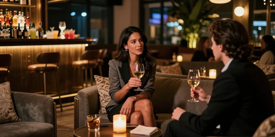 Gái gọi đang trò chuyện tại quán bar sang trọng trong bầu không khí ấm cúng