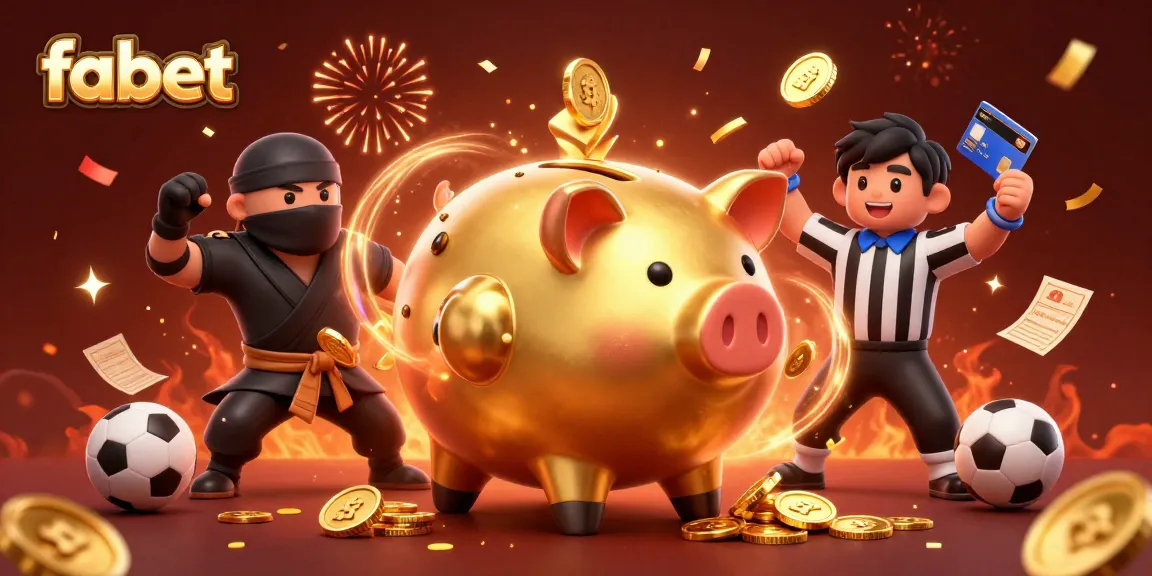 Engage in thrilling sports betting with fabet's dynamic cartoon scene featuring a piggy bank sumo wrestler.
