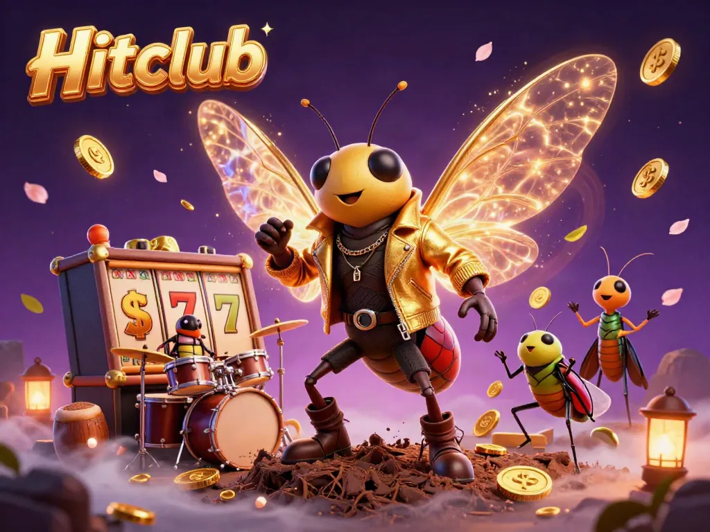 Experience the thrill of Hitclub with dynamic slot reels and vibrant characters in an engaging casino scene.