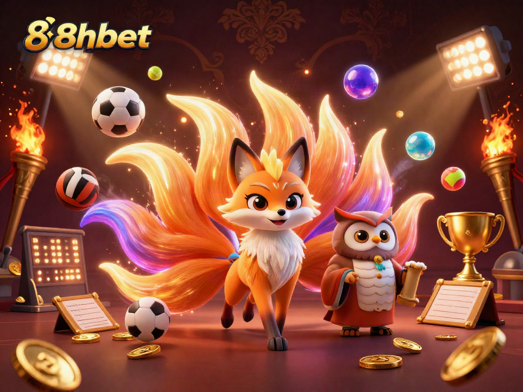 Experience 8xbet's thrilling sports betting scene with vibrant characters and dynamic game elements.
