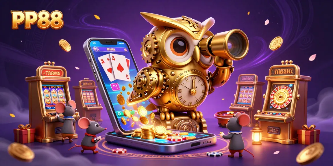 Experience thrilling games at PP88 with colorful slots and animated casino elements.