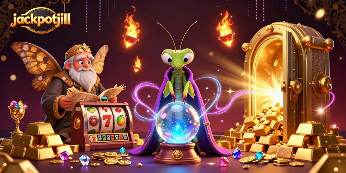Jackpotjill's 3D scene showcases a fortune teller revealing jackpot secrets amidst vibrant casino elements.