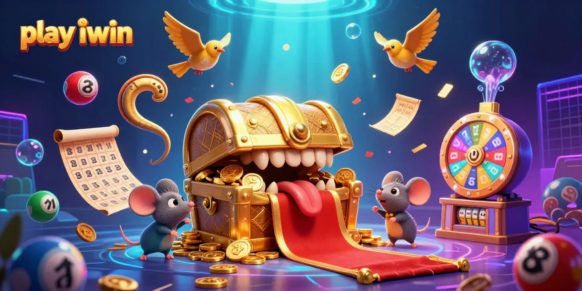 Play iwin while discovering a treasure chest luring adventurer mice amid vibrant lottery elements.
