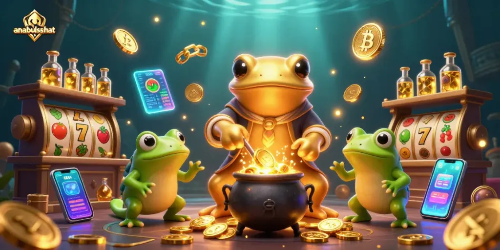 Ilustrasi kasino 3D anabulsehat dengan alkimia tradisional menampilkan salamander dan koin emas