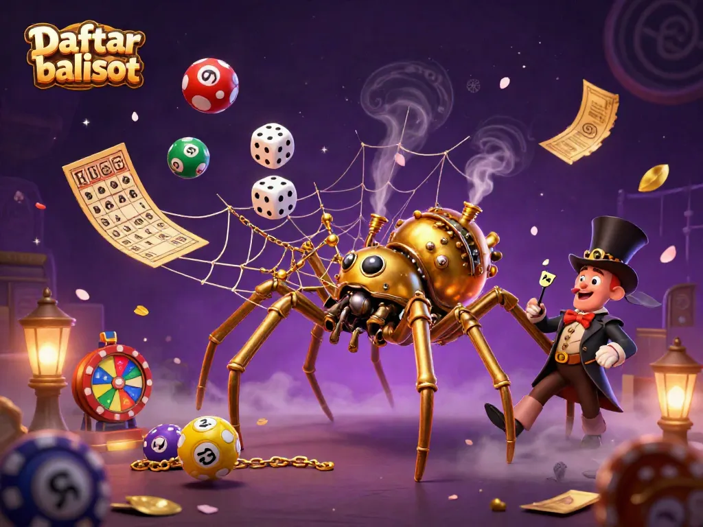 Engage in winning strategies with Daftar balisot in a vibrant steampunk-themed casino illustration.