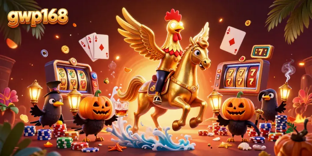 Permainan seru gwp168 di kasino malam dengan karakter unik dan elemen slot yang mencolok.