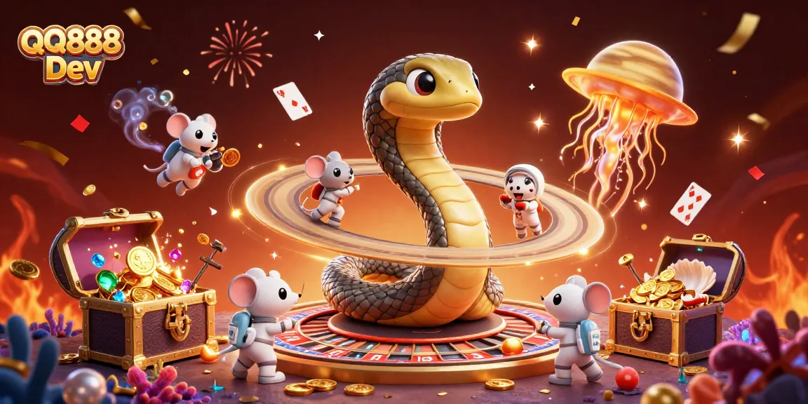 Join the cosmic betting adventure at QQ888 Dev with adventurous astronaut mice and a golden jellyfish dealer!