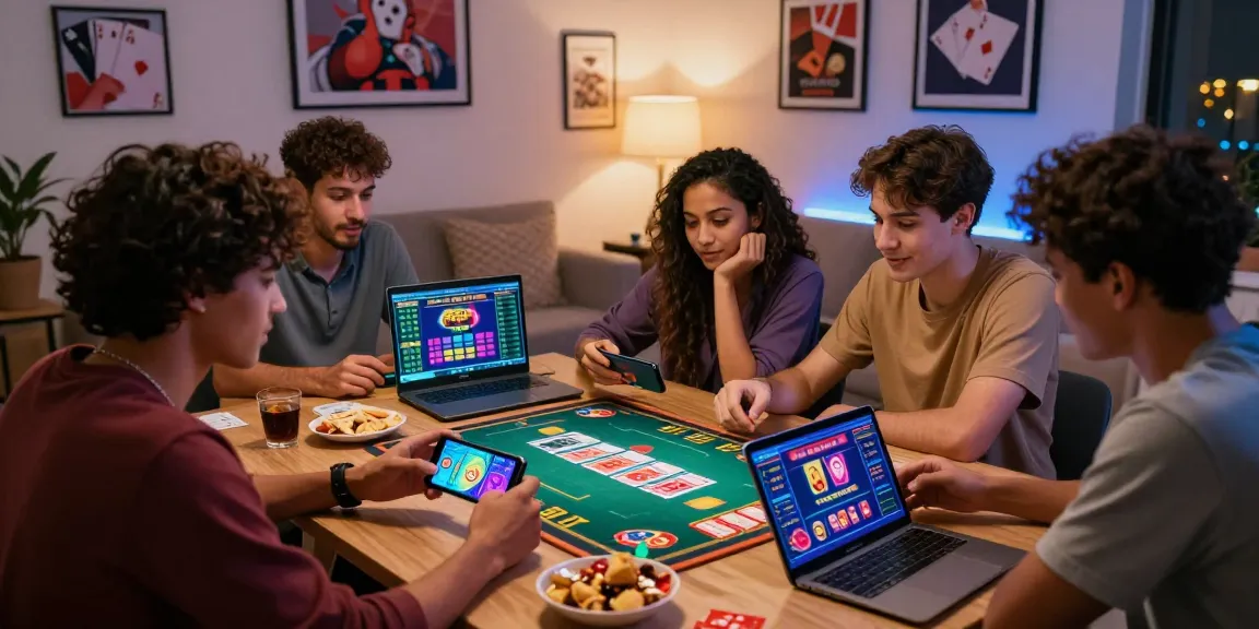 Friends enjoying Teen Patti Gold game on smartphone while strategizing, highlighting Click to click here for APK download.