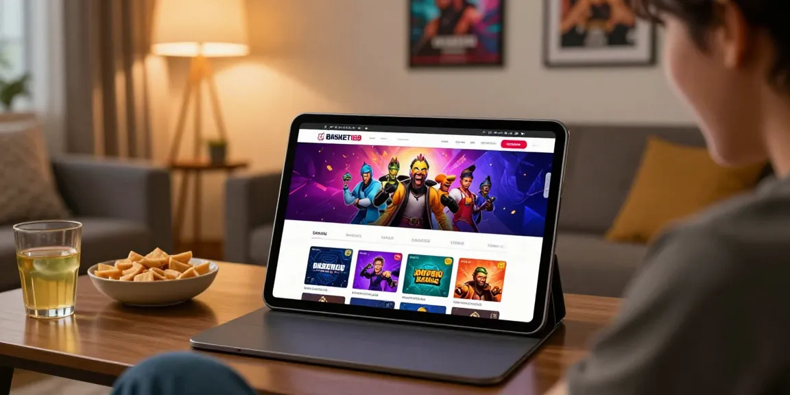 Pengguna sedang melakukan basket168 login di tablet dengan antarmuka menarik di ruang tamu yang nyaman.