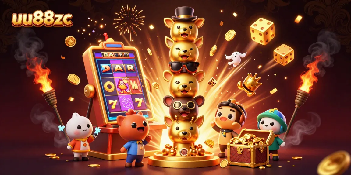 Experience the excitement of uu88zc with a lively casino illustration full of jackpots and vivid game elements.