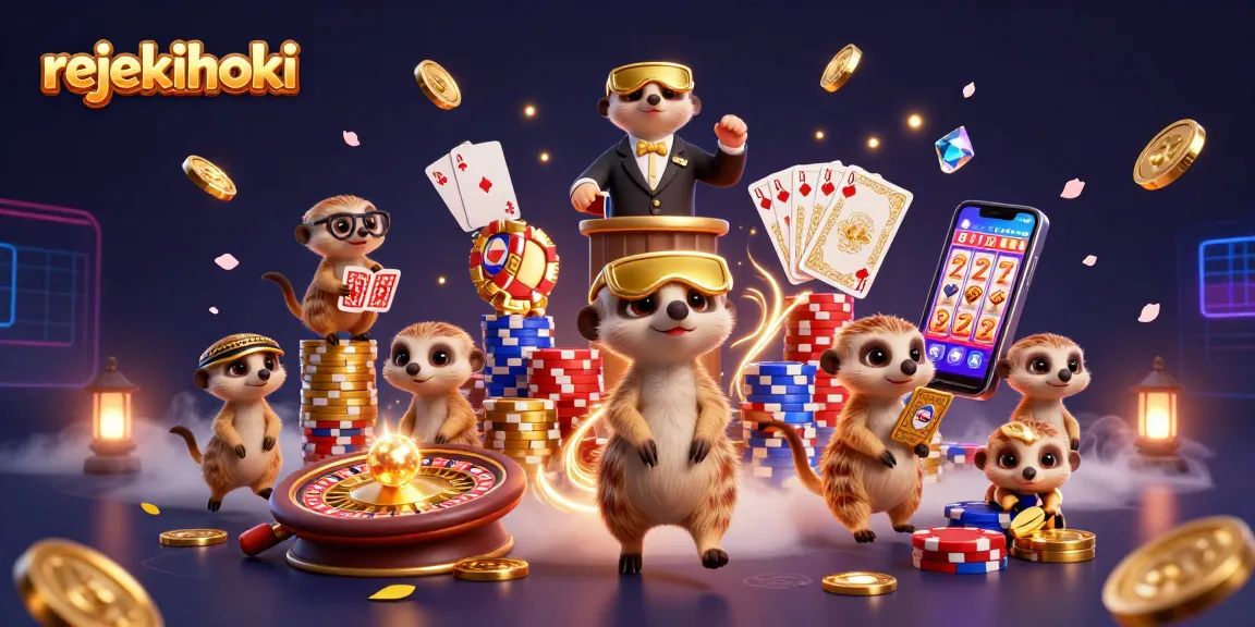 Experience excitement with rejekihoki in a vibrant casino scene featuring meerkats and dynamic gameplay.