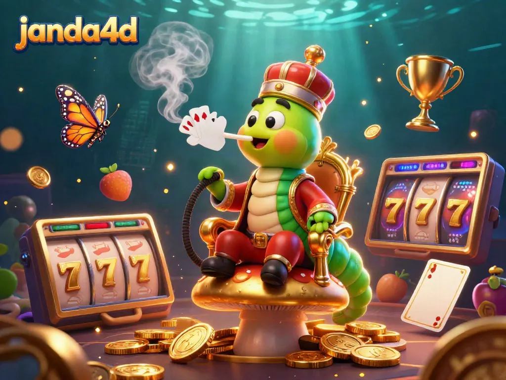 Janda4d adalah situs slot online dengan karakter kartun besar yang menarik dan elemen mesin slot.