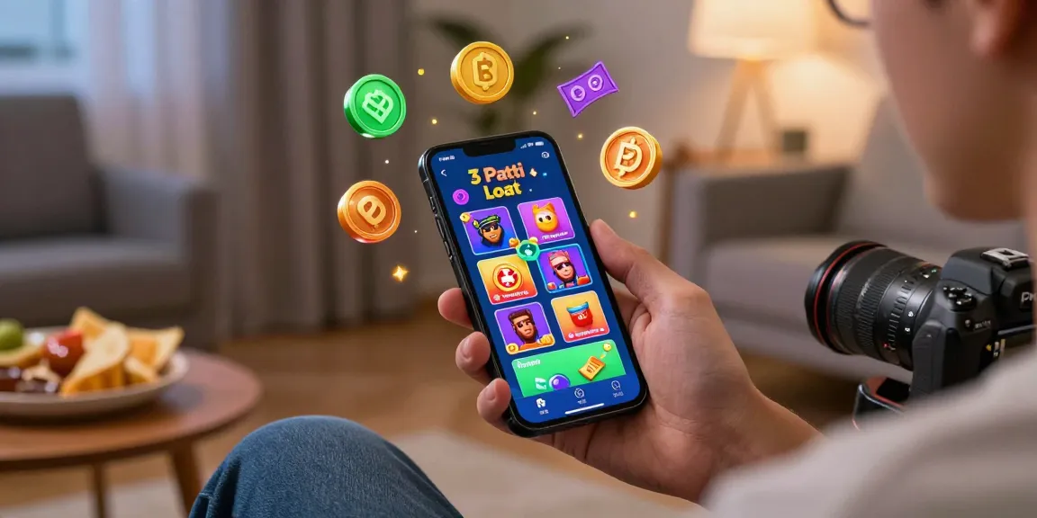 Engaged user playing the 3 patti loot app on smartphone in a cozy environment.