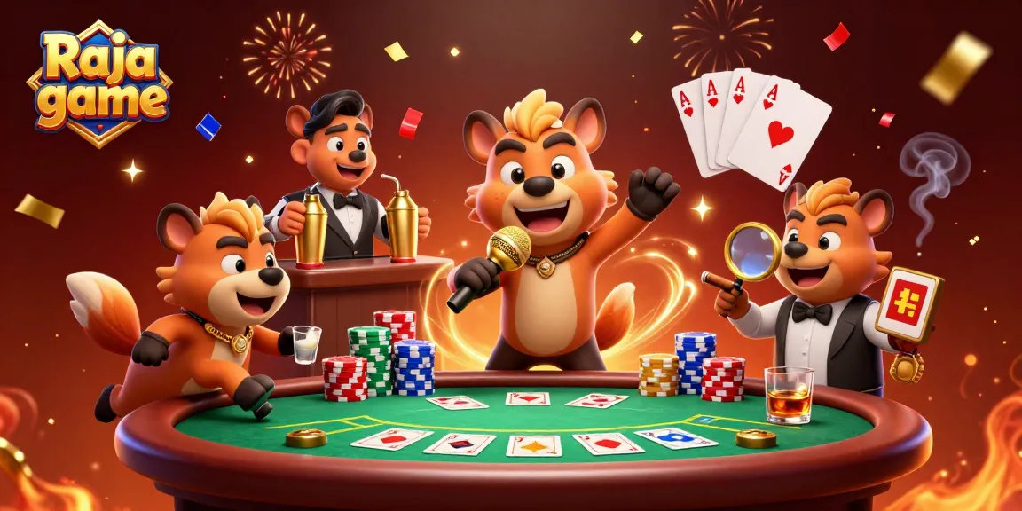 Engage with Raja game as hyenas showcase vibrant casino life at a comedy club.