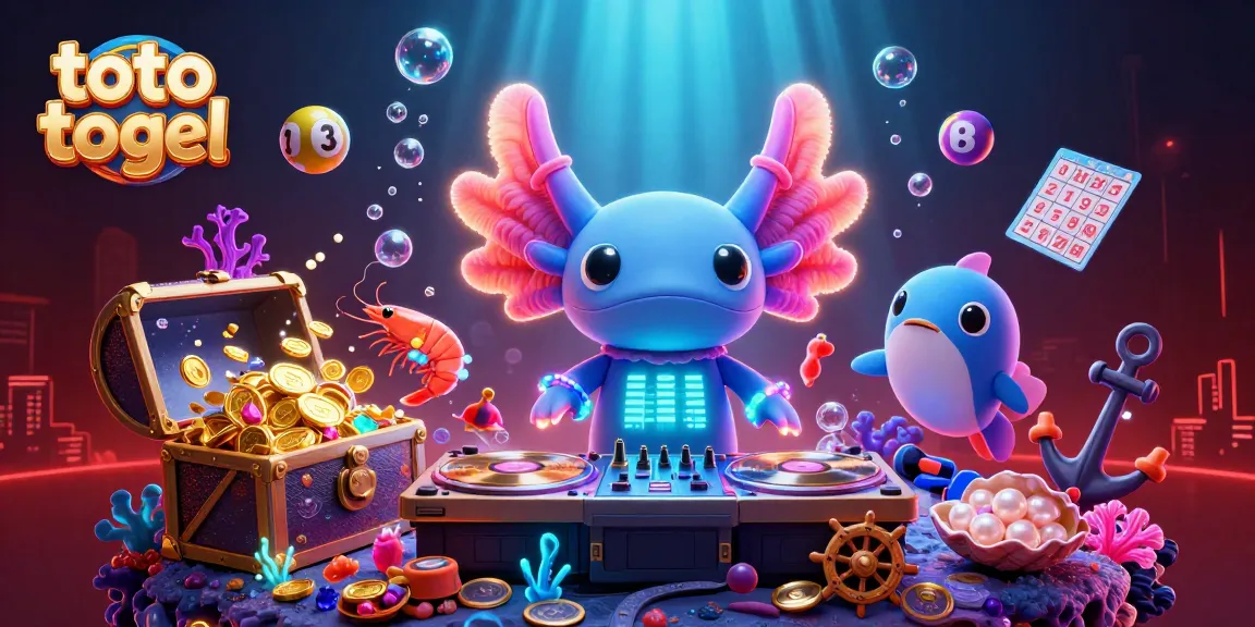 Experience thrilling toto togel action with a vibrant underwater DJ party scene featuring dancing sea creatures.
