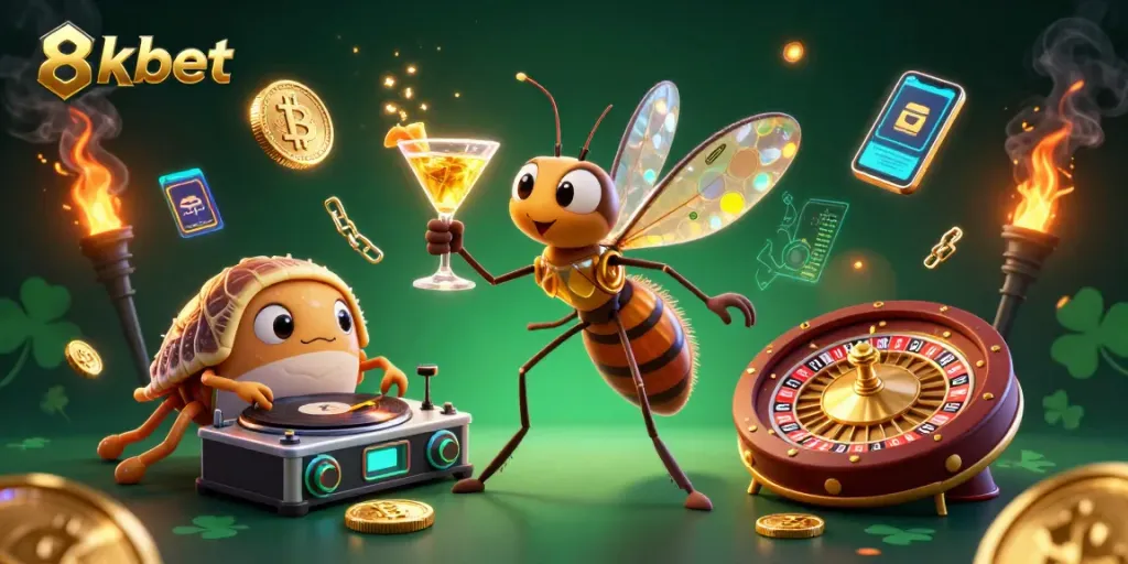 Place bets and win big at 8xbet with vibrant casino-themed 3D illustration