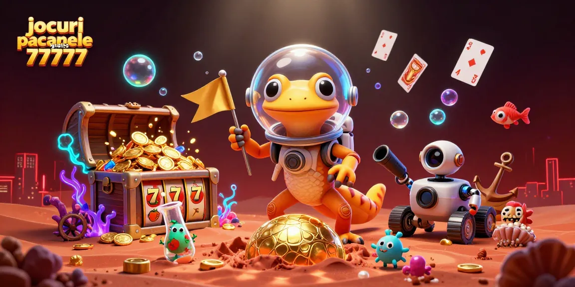 Joacă jocuri pacanele gratis 77777 într-o aventură captivantă cu un gecko pe Marte.