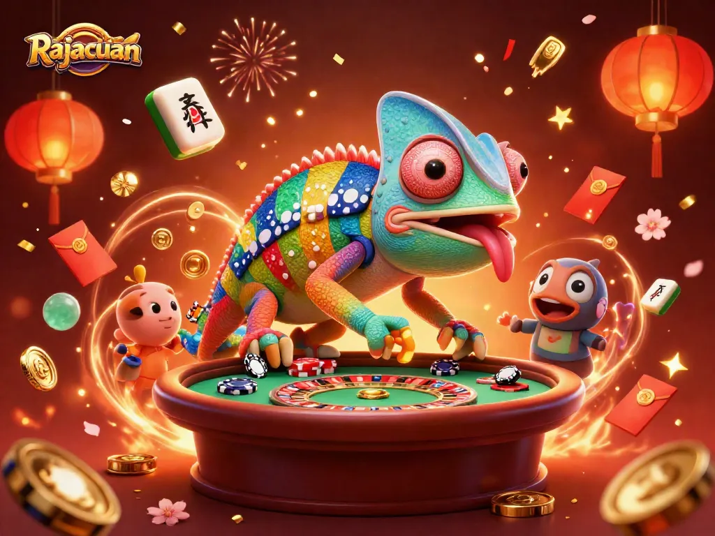 Experience thrilling gaming at Rajacuan with vibrant casino atmosphere and engaging characters.