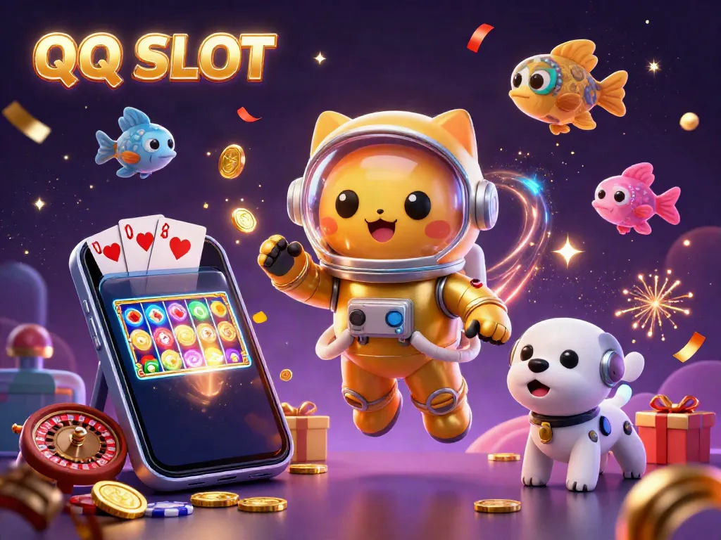 Experience the excitement of QQ SLOT gaming with vibrant visuals of a cosmic adventure.