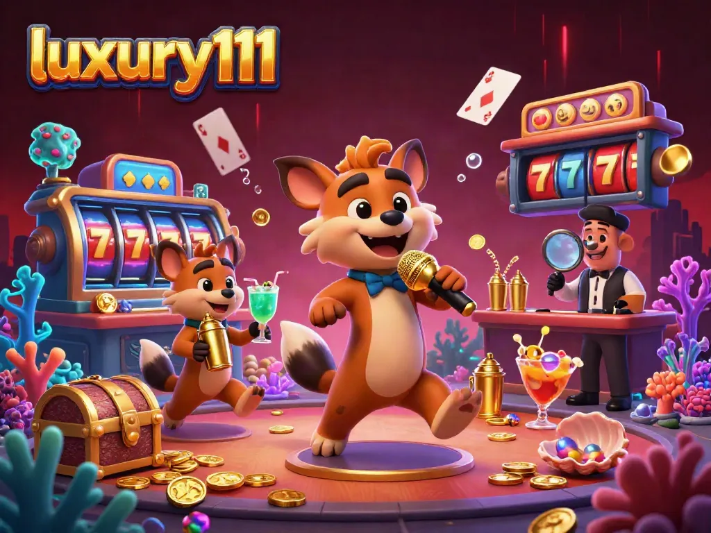 Engage with luxury111's thrilling casino experience featuring energetic hyenas and slot games.