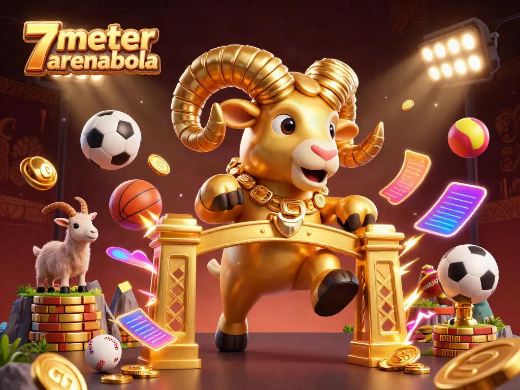 Experience the thrill of betting with 7meter arenabola, featuring a dynamic sports scene with gold elements.