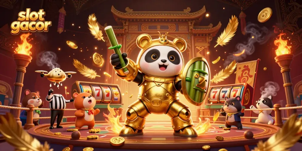 Menangkan slot gacor dengan panda emas dalam arena kasino yang meriah.
