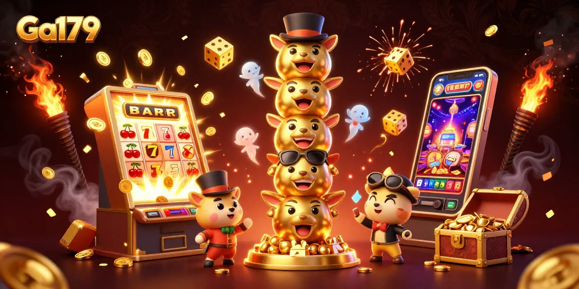 Spin the reels and win big with Ga179 in this vibrant online casino illustration